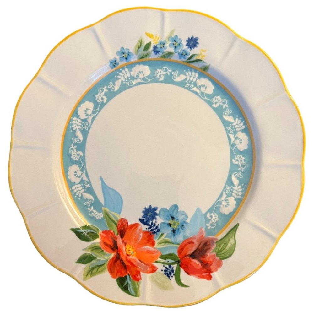 2020 The Pioneer Woman Spring Bouquet Round Floral Platter Plate Candle Holder